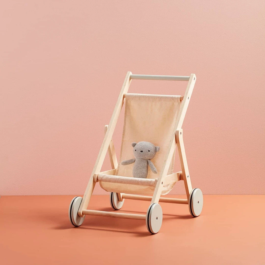 Kids Concept Dolls & Dolls Toys Kid's Concept - KID'S HUB Dolls Stroller In Natural Wood And Cotton 2 Kids Concept Dolls & Dolls Toys Kid's Concept - KID'S HUB Dolls Stroller In Natural Wood And Cotton