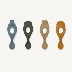 Sale Liewood - Liva Silicone Spoon 4-pack - Safari / Blue Multi Mix