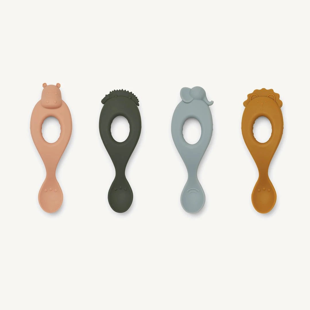 Liewood - Liva Silicone Spoon 4-pack - Safari / Rose Multi Mix Sale 1 Liewood - Liva Silicone Spoon 4-pack - Safari / Rose Multi Mix Sale