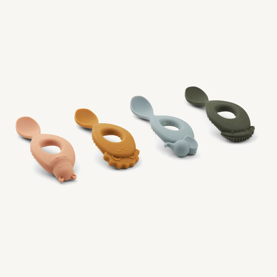Liewood - Liva Silicone Spoon 4-pack - Safari / Rose Multi Mix Sale 2 Liewood - Liva Silicone Spoon 4-pack - Safari / Rose Multi Mix Sale