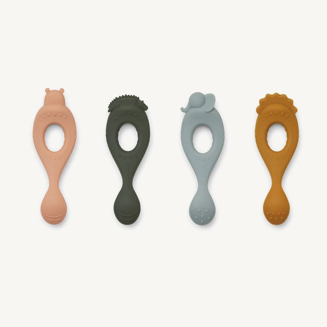 Liewood - Liva Silicone Spoon 4-pack - Safari / Rose Multi Mix Sale 3 Liewood - Liva Silicone Spoon 4-pack - Safari / Rose Multi Mix Sale