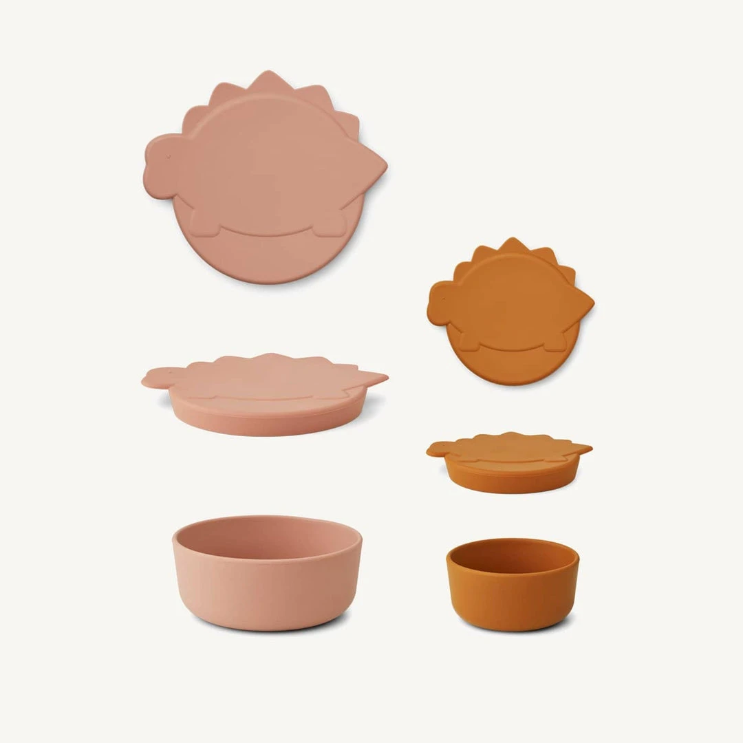 Liewood - Olav Snack Box - 2 Pack - Dino Dark Rose / Mustard Mix Sale 1 Liewood - Olav Snack Box - 2 Pack - Dino Dark Rose / Mustard Mix Sale