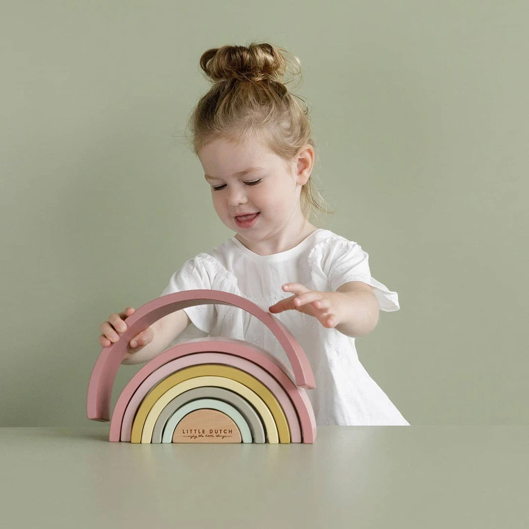 Little Dutch - Wooden Rainbow Stacker Pink 6 Little Dutch - Wooden Rainbow Stacker Pink